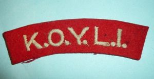 WW2 KOYLI (Kings Own Yorkshire Light Infantry) Embroidered White on …