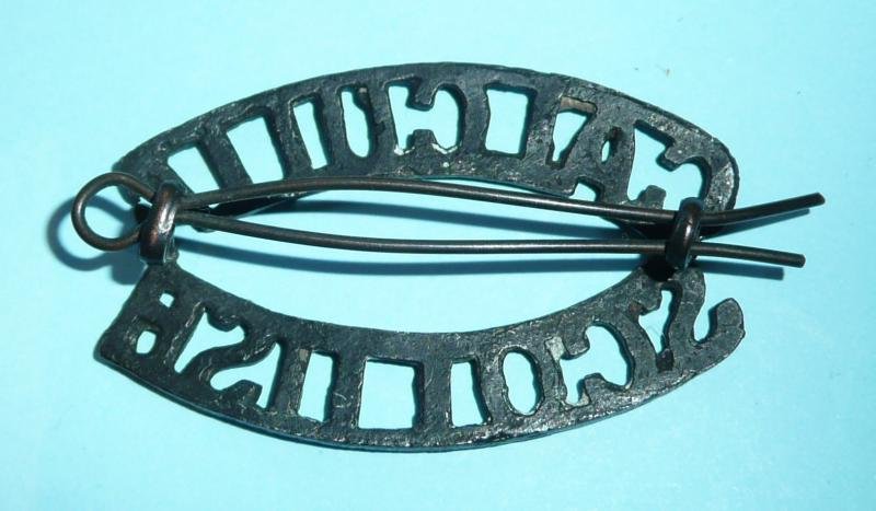 Indian Auxiliary Force Army - Calcutta Scottish Shoulder Blackened Brass Shoulder Title — image 2