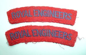 Royal Engineers Matched Pair of Embroidered Blue on Red Felt …