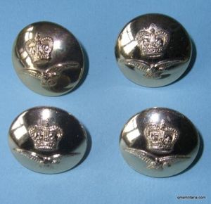 Set of 4 RAF Large Anodised Buttons, Queens Crown, post …