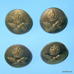 Set of 4 WW2 RAF Large Brass Buttons, Kings Crown, …