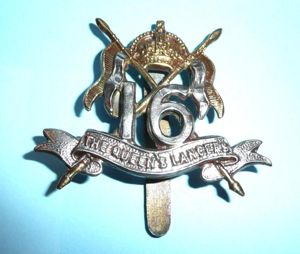 16th The Queens Lancers Bi-Metal Cap Badge