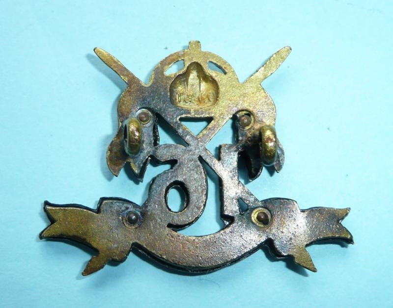 WW1 16th The Queens Own Lancers Officer's Collar Badge, Kings Crown - Jennens — image 2