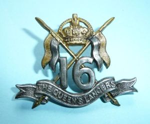 WW1 16th The Queens Own Lancers Officer's Collar Badge, Kings …