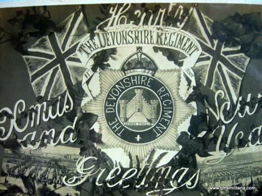 Christmas Xmas New Year 1917 Black & White WW1 Postcard celebrating the Devonshire Regiment — image 2