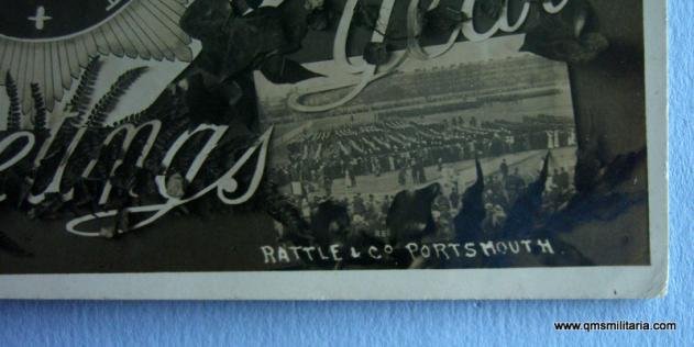 Christmas Xmas New Year 1917 Black & White WW1 Postcard celebrating the Devonshire Regiment — image 3