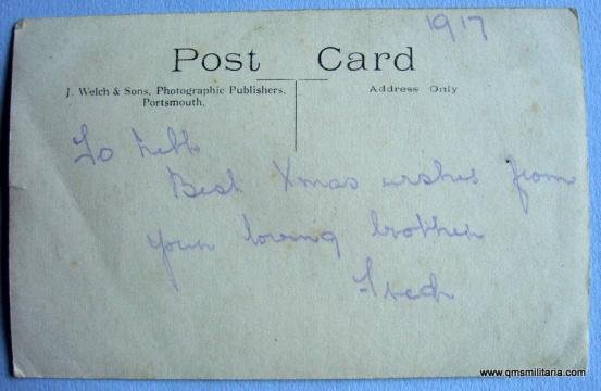 Christmas Xmas New Year 1917 Black & White WW1 Postcard celebrating the Devonshire Regiment — image 4