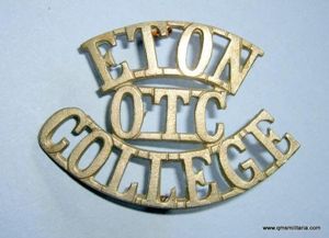 Eton College OTC Officer Training Corps White Metal Shoulder Title