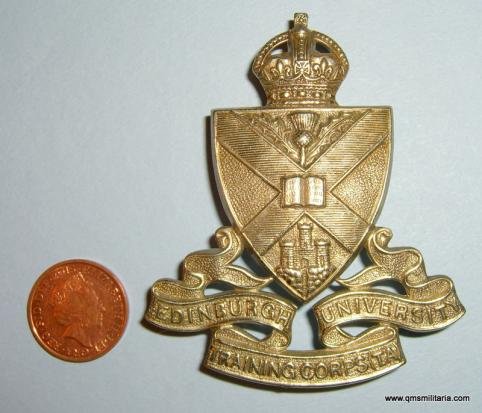 Edinburgh University OTC Training Corps ( T.A.) Large White Metal Glengarry Badge, King's Crown 1951- 1953 only — image 2