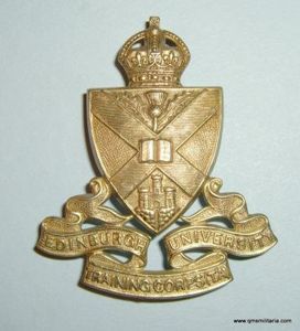 Edinburgh University OTC Training Corps ( T.A.) Large White Metal …