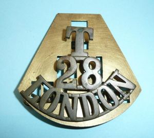 T / 28 / London (Artists Rifles) One Piece Brass …