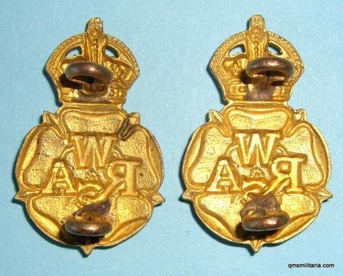 WRAC Women's Royal Army Corps Officer's Matched Pair of Gilt Collar Badges — image 2