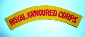 Royal Armoured Corps Embroidered Red on Yellow Felt Cloth Shoulder …