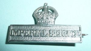 WW1 Territorial Force Imperial Service Volunteer white metal uniform breast …
