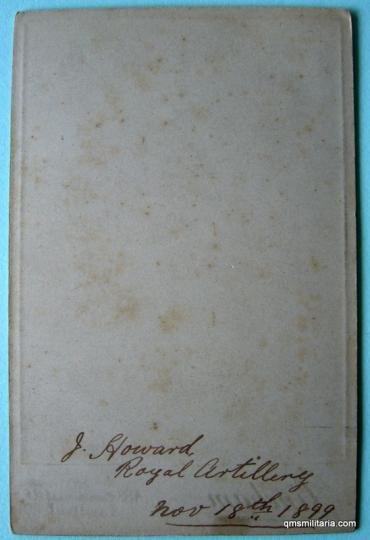 Original Boer War Era Cabinet Photo dated 1899 - Royal Artillery - named J. Howard — image 3