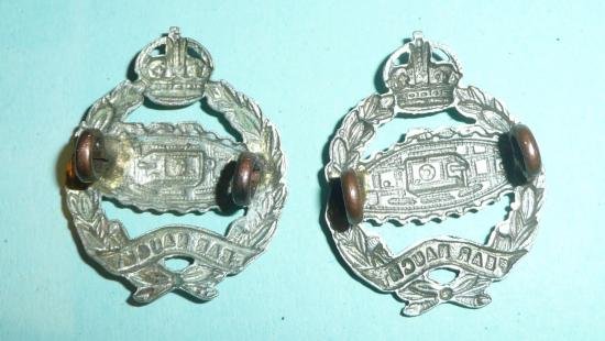 Royal Tank Corps Regiment ( RTC / RTR ) Pair of Facing White Metal Collar Badges — image 2
