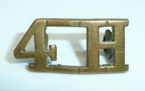 4th Queens Own Hussars Brass Shoulder TItle