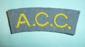 ACC Army Catering Corps Embroidered Yellow on Light Grey Felt …