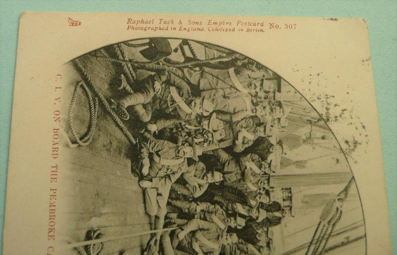 Boer War Original Postcard - CIV (City Imperial Volunteers) on Board HMT Pembroke Castle bound for the war in South Africa — image 2
