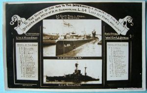 Scarce Memorial Postcard for loss of HM Submarine L24 - …