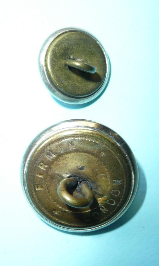 Queens Own Oxfordshire Yeomanry Cavalry (OYC) Pair of 2nd Pattern White Metal Buttons, Large and Medium Pattern — image 2