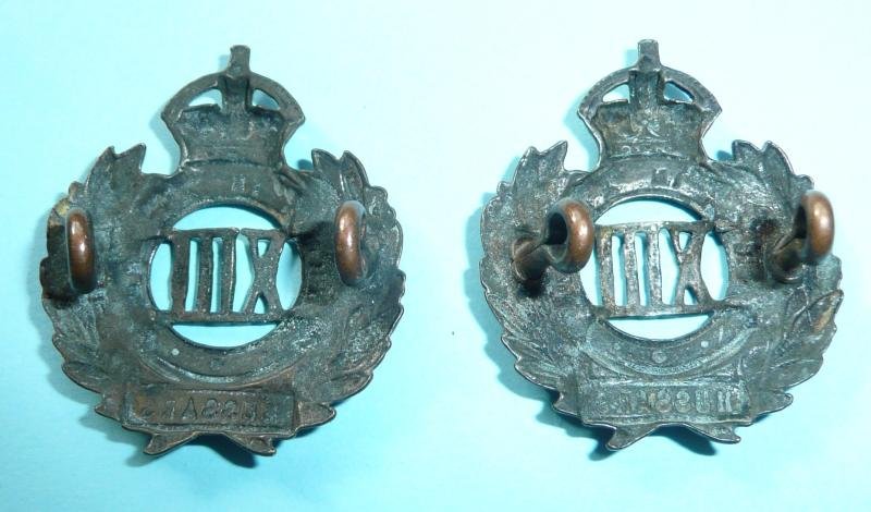 WW1 13th Hussars Pair of Bi-Metal Collar Badges — image 2