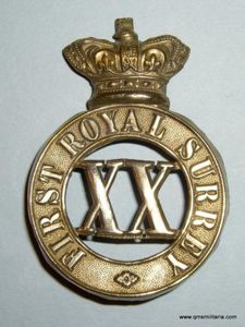 First 1st Royal Surrey Militia White Metal Glengarry Badge, circa …
