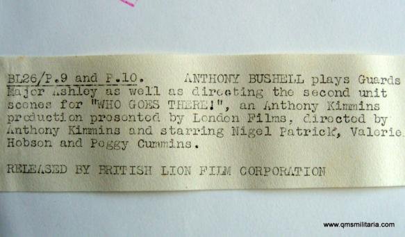 Original Large Film Publicity Photograph of the Actor Anthony Bushell playing a Guards Officer in the film Who Goes There — image 2