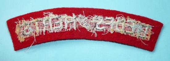 Bedfs.and Herts - Bedfordshire & Hertfordshire Embroidered White on Red Felt Cloth Shoulder Title — image 2