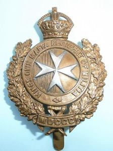 Kings Own Malta Regiment of Militia Bi- Metal Cap Badge …