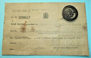 WW1 Silver War Badge (Wound Badge) with attributed Issue Voucher …