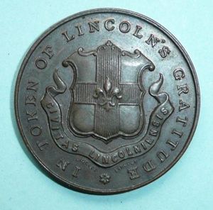 WW1 Bronze Commemorative Medallion - In Token of Lincoln 's …