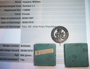 WW1 Silver War Badge (SWB) to Pte William Howard - …