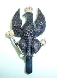 Kings Royal Hussars Anodised Black and Gold Cap Badge - …