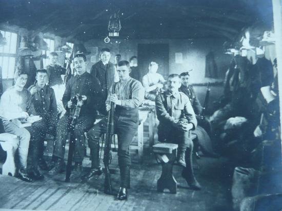 Pre WW1 / WW1 Original Photo Postcard of Troops INSIDE barrack room — image 2