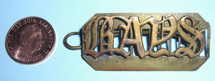 Large Pattern BAYS 2nd Dragoon Guards Brass Shoulder Title on Backing Plate — image 2