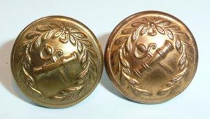 Pair of Staff General Officers Small Gilt Cap Buttons