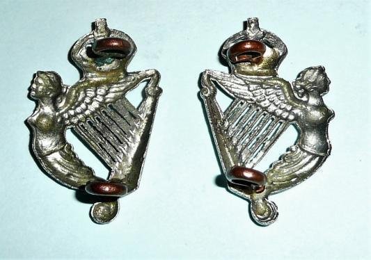 8th Royal Irish Hussars Matched Facing Pair of Bi-Metal Collar Badges, Kings Crown — image 2