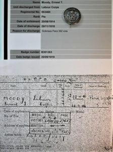 WW1 Silver War Badge (SWB) to Ernest Moody, Royal Field …