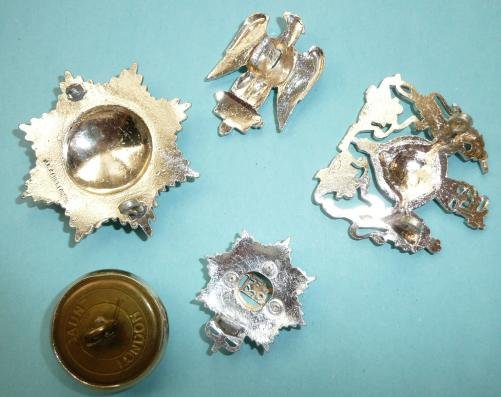 Lot of 5 different Anodised Aluminium British Army Cap & Collar Badges and AS&H  Button — image 2