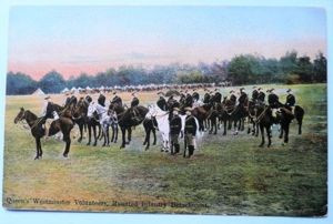 Pre WW1 Real Photographic Coloured Postcard- Queens Westminster Volunteers, Mounted …