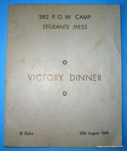 WW2 Victory Dinner Menu Card 1945 - Prisoners of War …