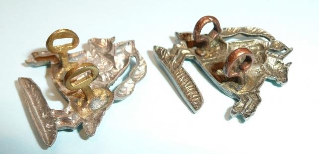 Fife & Forfar Yeomanry Facing Pair of White Metal Collar Badges — image 3