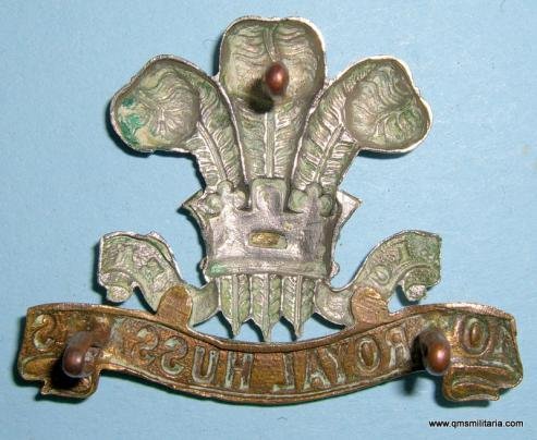 Victorian / Edwardian 10th ( Prince of Wales's Own Royal Regiment ) Hussars Other Ranks Bi-metal Cap Badge — image 2