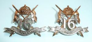 16th The Queens Own Lancers Pair of Bi-metal Collar Badges, …