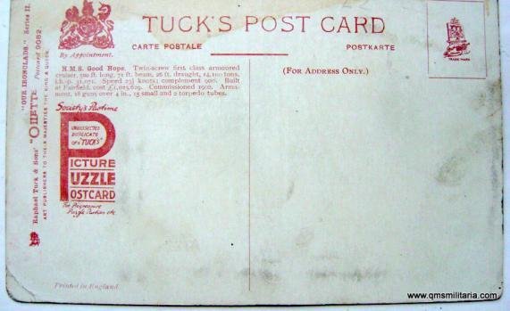 HMS Good Hope - Raphael Tuck Oilette Art Postcard, sunk at Battle of Coronel November 1914 — image 2