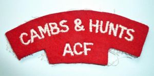Cambs & Hunts ACF Embroidered White on Red Cloth Shoulder …