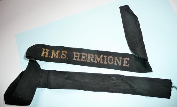 Royal Navy Ratings Cap Tally HMS Hermoine — image 3