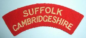 Suffolk / Cambridgeshire Regiment ( TA ) Embroidered White On …