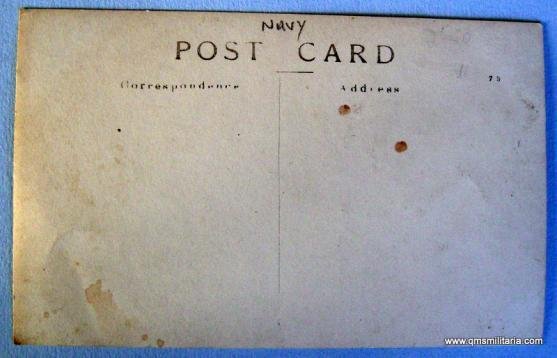 WW1 vintage original postcard of Royal Navy Sailor of HMS Vernon posing next a Naval Brigade style gun — image 2